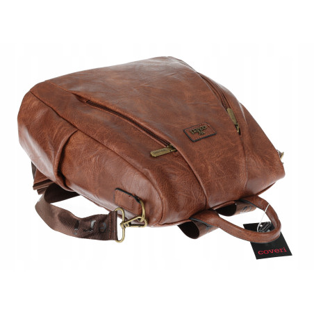 Plecak damski 2w1 torebka shopper duża pojemna na ramię CS1291 Brązowa