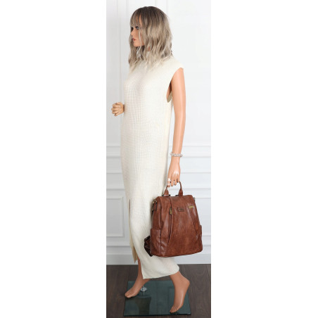 Plecak damski 2w1 torebka shopper duża pojemna na ramię CS1291 Brązowa