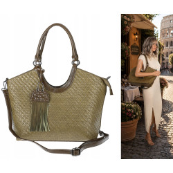 Torebka Damska Shopper na Ramię modna do ręki Listonoszka MC819 Zielona