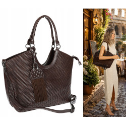 Torebka Damska Shopper na Ramię modna do ręki Listonoszka MC819 Czekoladowa