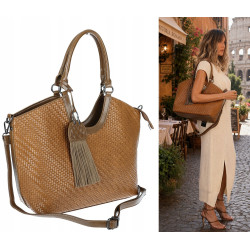 Torebka Damska Shopper na Ramię modna do ręki Listonoszka MC819 Brązowa