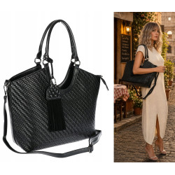 Torebka Damska Shopper na Ramię modna do ręki Listonoszka MC819 Czarna