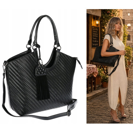 Torebka Damska Shopper na Ramię modna do ręki Listonoszka MC819 Czarna
