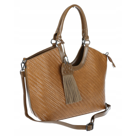 Torebka Damska Shopper na Ramię modna do ręki Listonoszka MC819 Brązowa