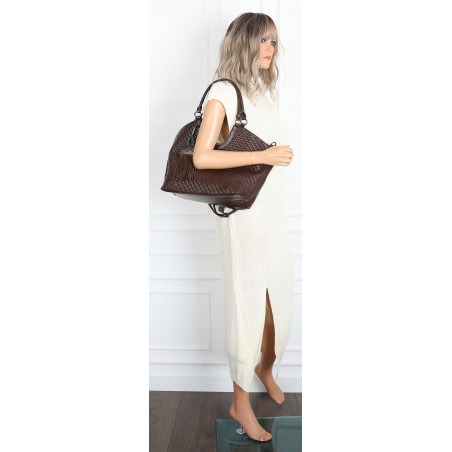 Torebka Damska Shopper na Ramię modna do ręki Listonoszka MC819 Czekoladowa