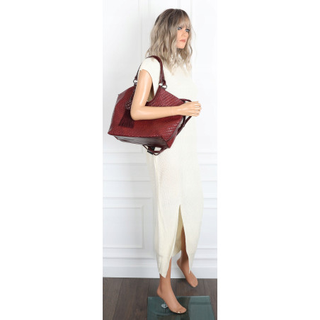 Torebka Damska Shopper na Ramię modna do ręki Listonoszka MC819 Czerwona