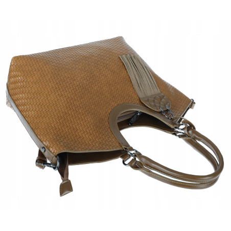 Torebka Damska Shopper na Ramię modna do ręki Listonoszka MC819 Brązowa