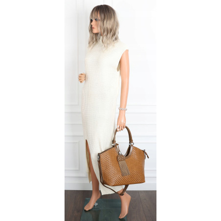 Torebka Damska Shopper na Ramię modna do ręki Listonoszka MC819 Brązowa