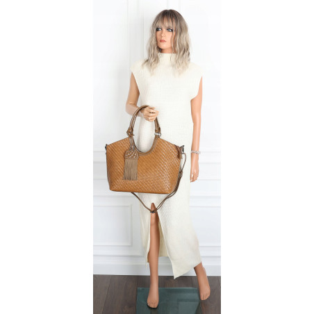 Torebka Damska Shopper na Ramię modna do ręki Listonoszka MC819 Brązowa