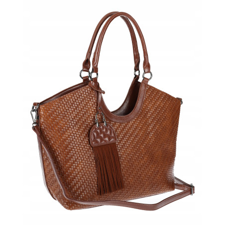 Torebka Damska Shopper na Ramię modna do ręki Listonoszka MC819 Brązowa
