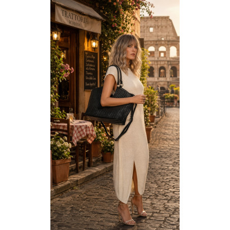 Torebka Damska Shopper na Ramię modna do ręki Listonoszka MC819 Czarna
