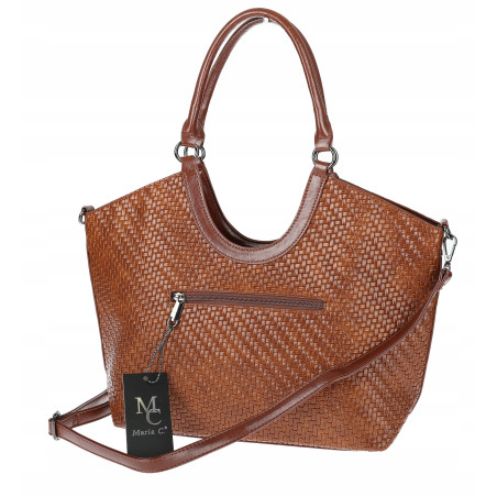 Torebka Damska Shopper na Ramię modna do ręki Listonoszka MC819 Brązowa