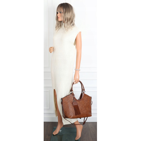 Torebka Damska Shopper na Ramię modna do ręki Listonoszka MC819 Brązowa