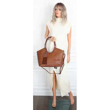 Torebka Damska Shopper na Ramię modna do ręki Listonoszka MC819 Brązowa