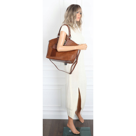 Torebka Damska Shopper na Ramię modna do ręki Listonoszka MC819 Brązowa