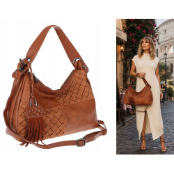 Torebka Damska Shopper na Ramię worek modna torba Listonoszka MC875 Brązowa