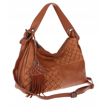 Torebka Damska Shopper na Ramię worek modna torba Listonoszka MC875 Brązowa