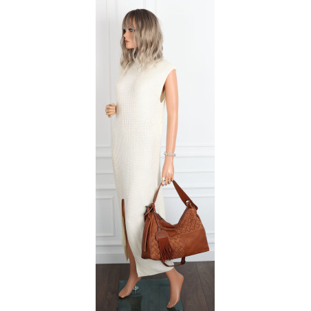 Torebka Damska Shopper na Ramię worek modna torba Listonoszka MC875 Brązowa