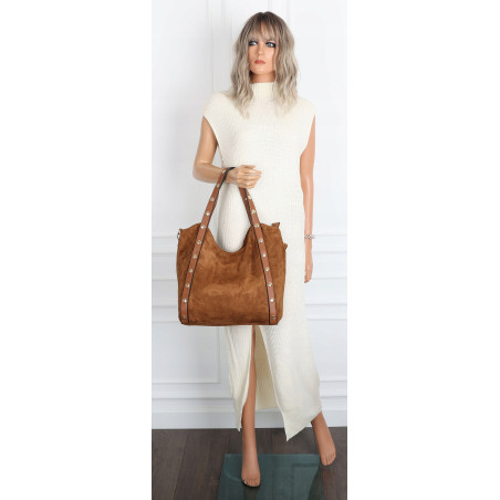 Torebka Damska Shopper na Ramię worek torba Listonoszka HJ1386 Brązowa