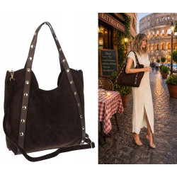 Torebka Damska Shopper na Ramię worek torba Listonoszka HJ1386 C. Czekolada