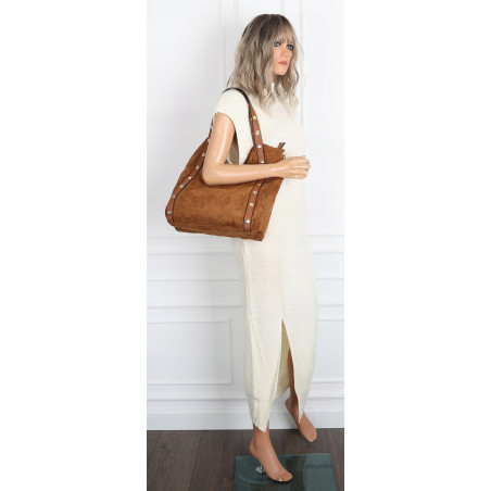 Torebka Damska Shopper na Ramię worek torba Listonoszka HJ1386 Brązowa