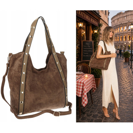 Torebka Damska Shopper na Ramię worek torba Listonoszka HJ1386 Beżowa