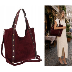 Torebka Damska Shopper na Ramię worek torba Listonoszka HJ1386 Bordowa