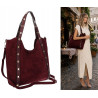 Torebka Damska Shopper na Ramię worek torba Listonoszka HJ1386 Bordowa