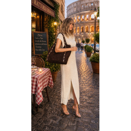 Torebka Damska Shopper na Ramię worek torba Listonoszka HJ1386 C. Czekolada