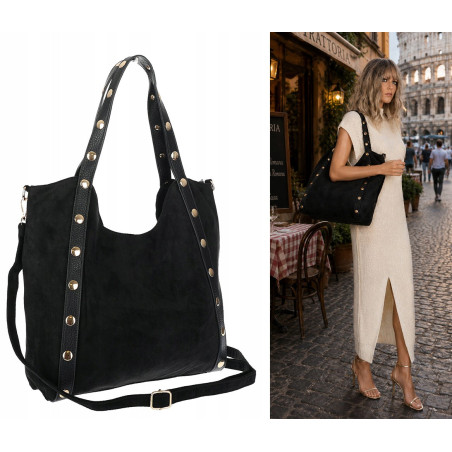 Torebka Damska Shopper na Ramię worek modna torba Listonoszka HJ1386 Czarna