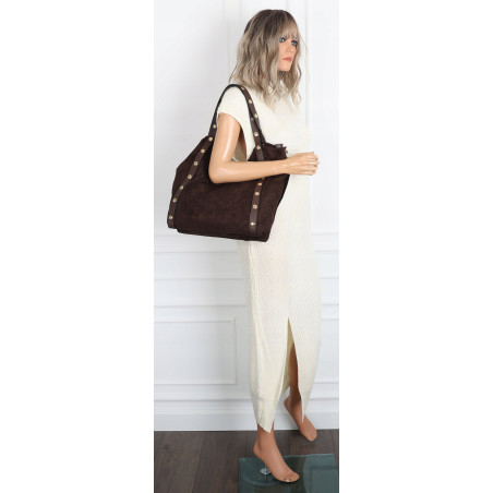 Torebka Damska Shopper na Ramię worek torba Listonoszka HJ1386 C. Czekolada