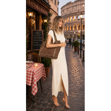 Torebka Damska Shopper na Ramię worek torba Listonoszka HJ1386 Beżowa