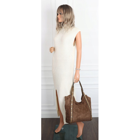 Torebka Damska Shopper na Ramię worek torba Listonoszka HJ1386 Beżowa