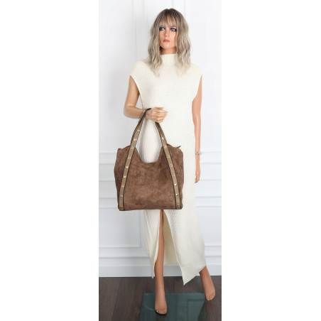 Torebka Damska Shopper na Ramię worek torba Listonoszka HJ1386 Beżowa
