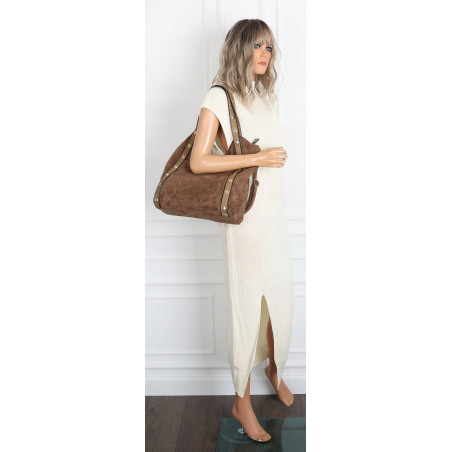 Torebka Damska Shopper na Ramię worek torba Listonoszka HJ1386 Beżowa