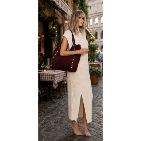 Torebka Damska Shopper na Ramię worek torba Listonoszka HJ1386 Bordowa