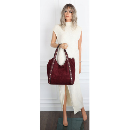 Torebka Damska Shopper na Ramię worek torba Listonoszka HJ1386 Bordowa