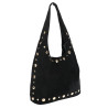 Torebka damska zamszowa worek shopper z ćwiekami modna torba HJ1385 Czarna