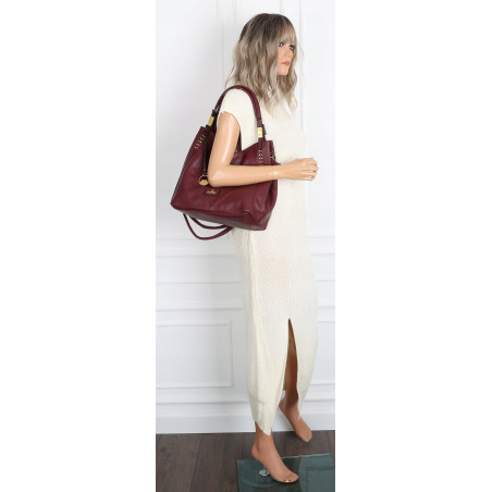 Torebka damska worek shopper listonoszka modna na ramię CJL752 Bordowa