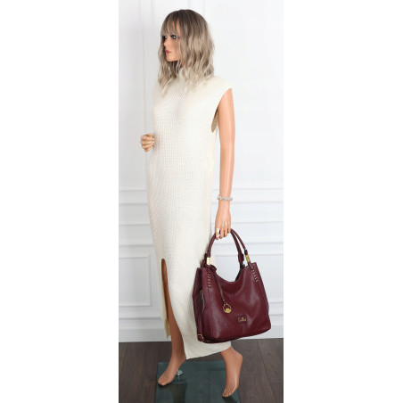 Torebka damska worek shopper listonoszka modna na ramię CJL752 Bordowa