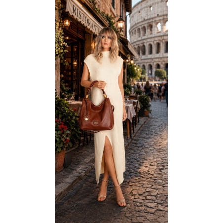 Torebka damska worek shopper listonoszka modna na ramię CJL752 Brązowa