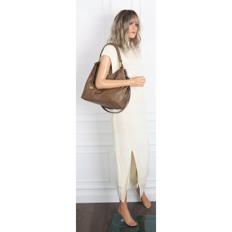 Torebka damska worek shopper listonoszka modna na ramię torba CJL752 Beżowa