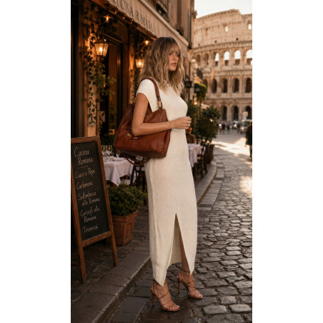 Torebka damska worek shopper listonoszka modna na ramię CJL752 Brązowa