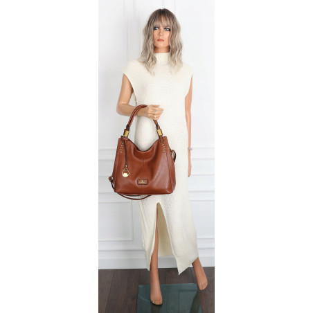 Torebka damska worek shopper listonoszka modna na ramię CJL752 Brązowa