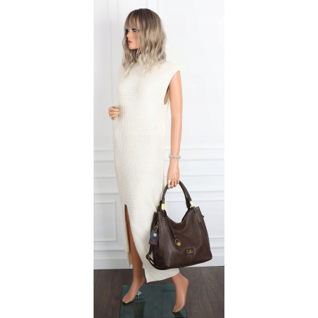 Torebka damska worek shopper listonoszka modna na ramię CJL752 Czekoladowa