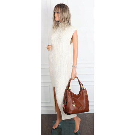 Torebka damska worek shopper listonoszka modna na ramię CJL752 Brązowa
