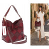 Torebka damska shopper worek pleciona zamszowa modna torba KSD064 Bordowa