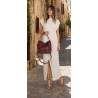 Torebka damska shopper worek pleciona zamszowa modna torba KSD064 Bordowa
