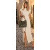 Torebka damska shopper worek pleciona zamszowa modna torba KSD064 Zielona