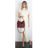 Torebka damska shopper worek pleciona zamszowa modna torba KSD064 Bordowa
